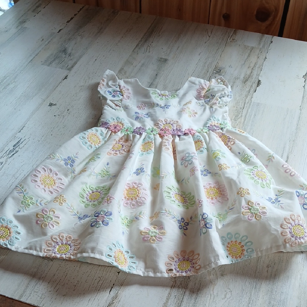 Laura Ashley Cream Flutter Sleeve Sundress